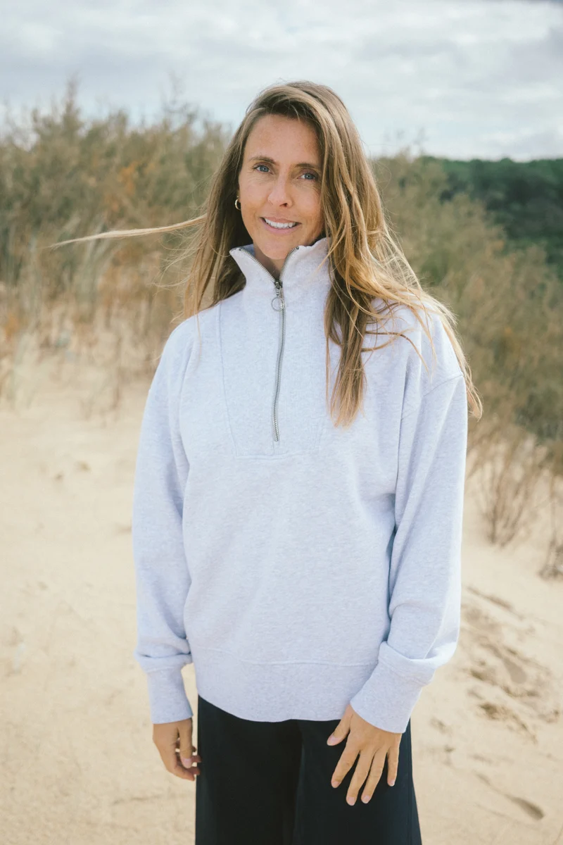 Half-Zip Sweater Brit Hellgrau