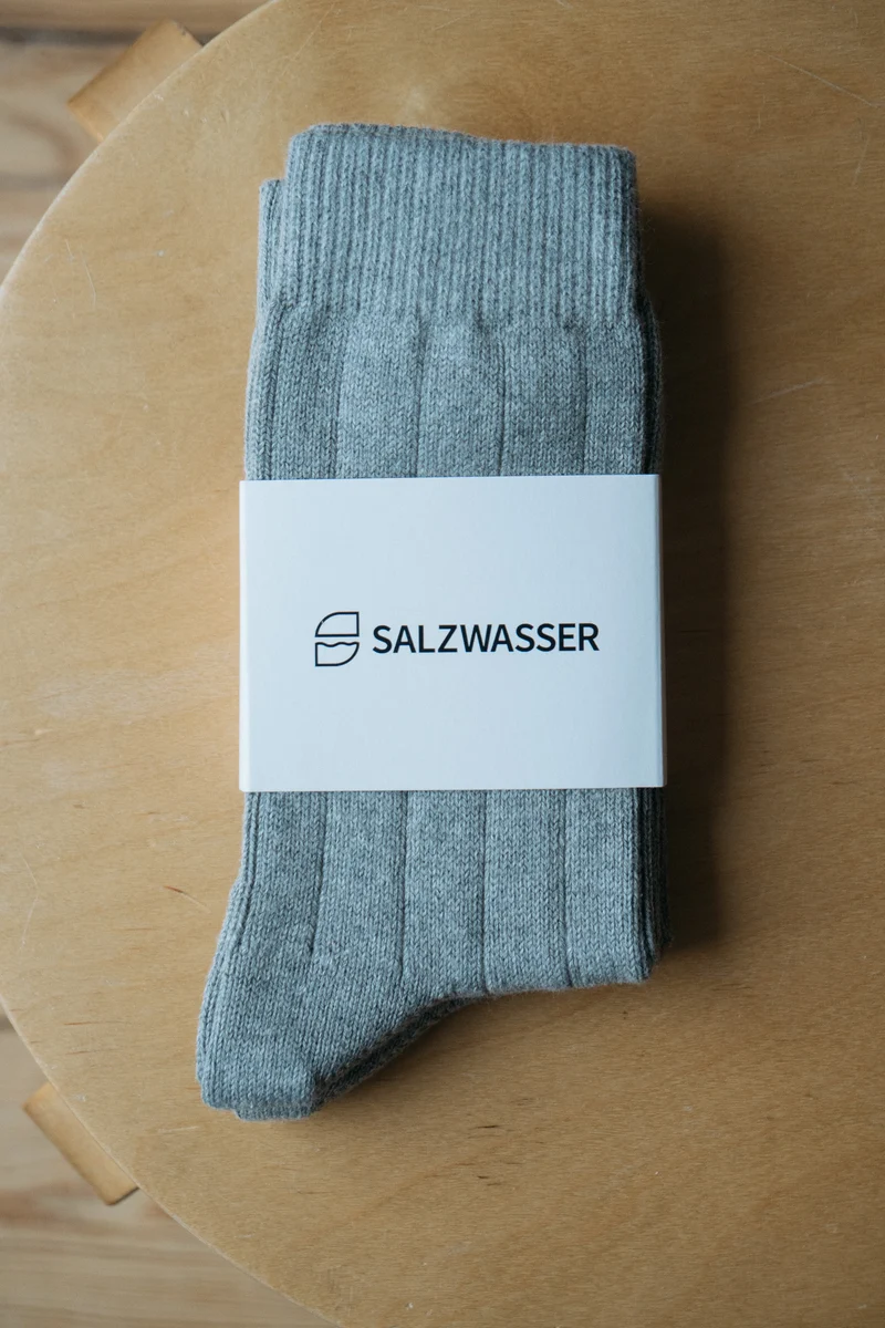 2 Paar Grobstricksocken Bio-Baumwolle Hellgrau