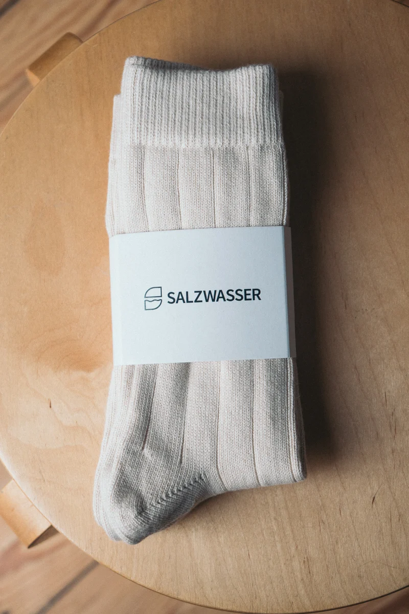 2 Paar Grobstricksocken Bio-Baumwolle Sand