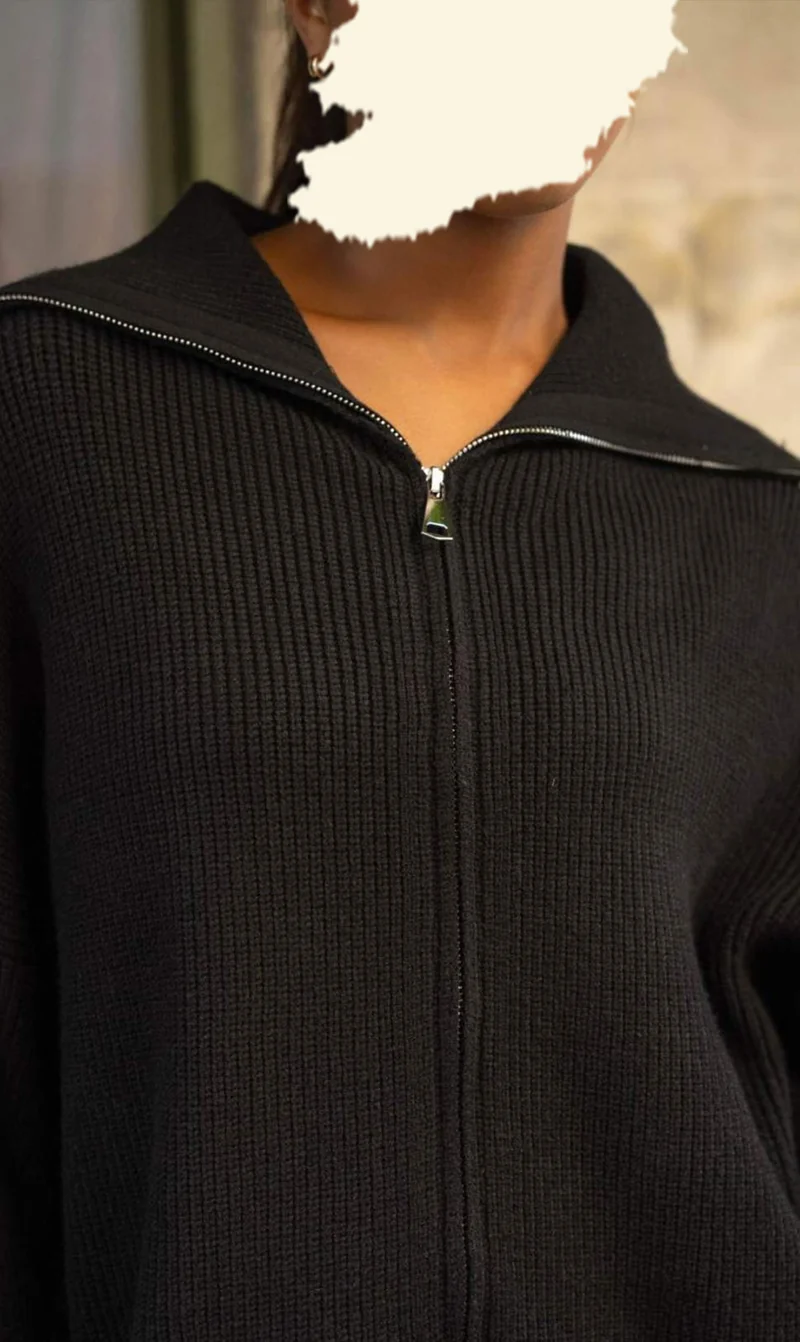 Knitted Oversized Sweater Zipper