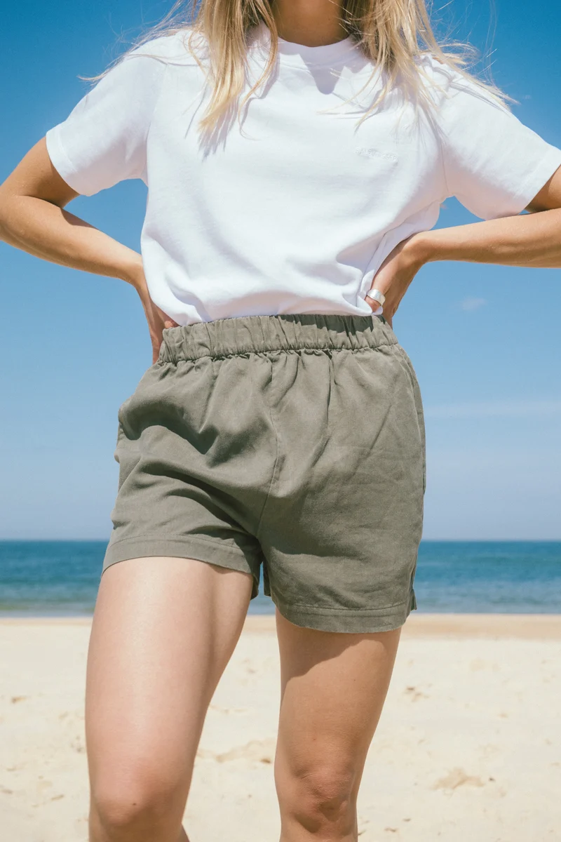 Leinen-Mix Shorts Luma Olive
