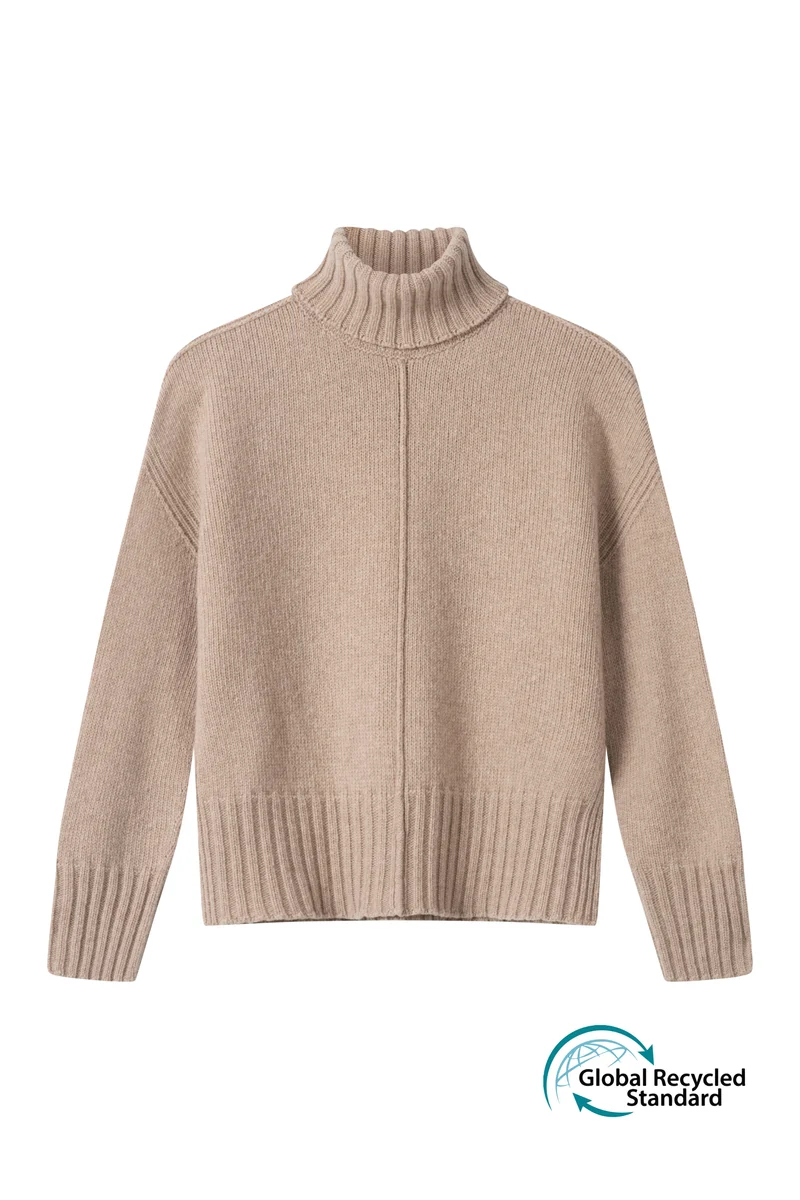Wollstrick Rollkragenpullover Koli Sand