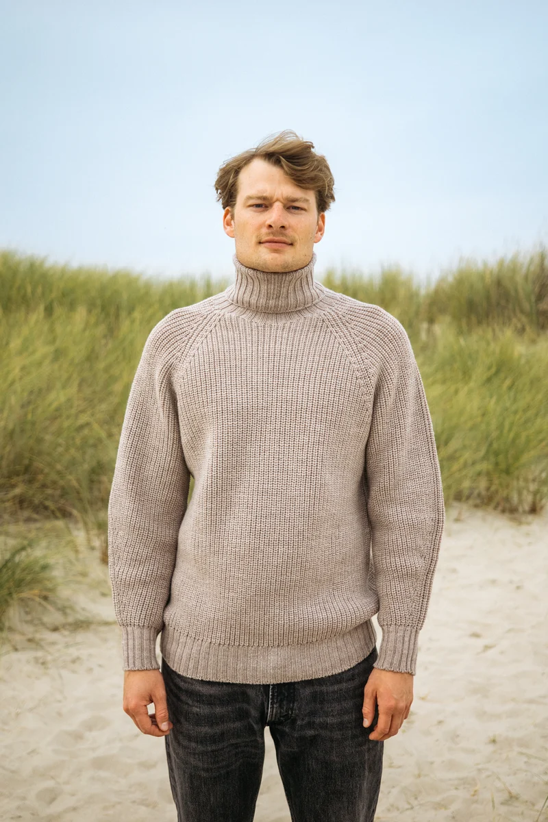 Grobstrick-Rollkragenpullover Nordkap Natur