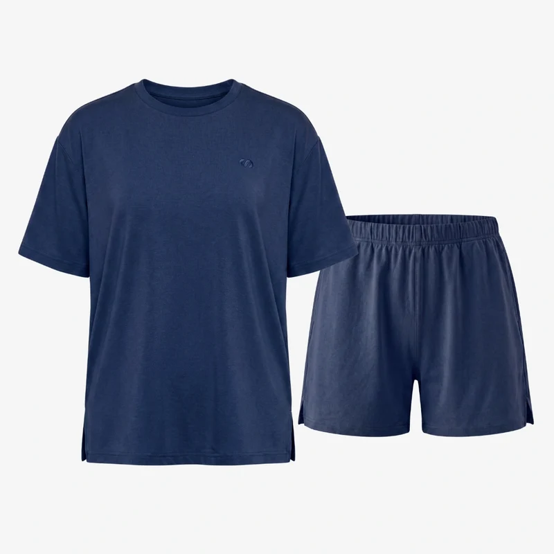 Schlafanzug Set Damen kurz | Dunkelblau