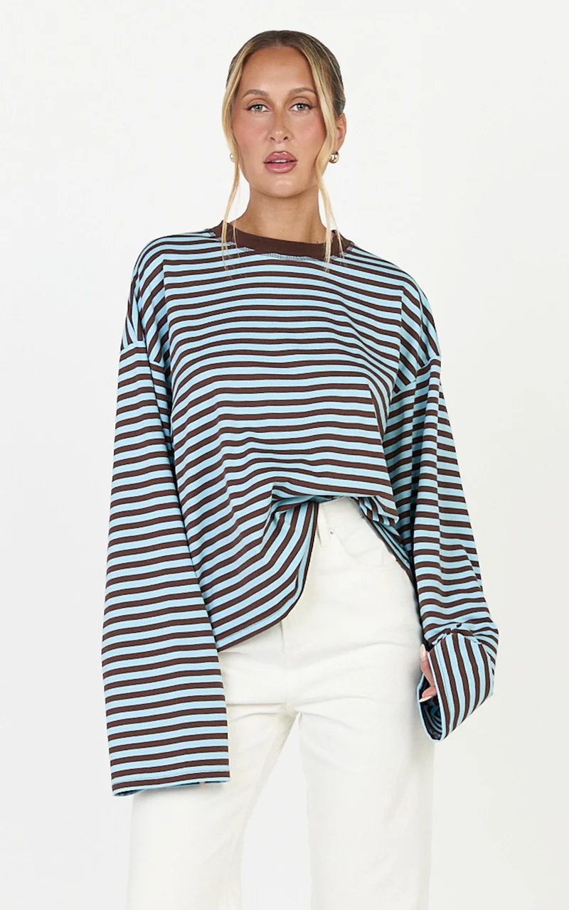 Lioness - Bloom Long Sleeve in Chocolate Sea Stripe
