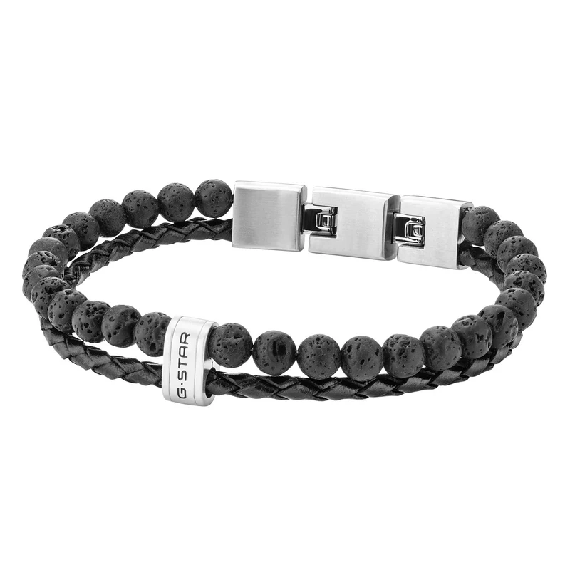 G-STAR Tether02R Zwart Gevlochten Leren Armband GSJ.110.03
