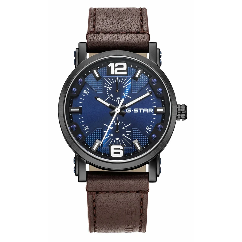 G-STAR Rovic Zwart met Blauwe Wijzerplaat Herenhorloge GSW.509.04