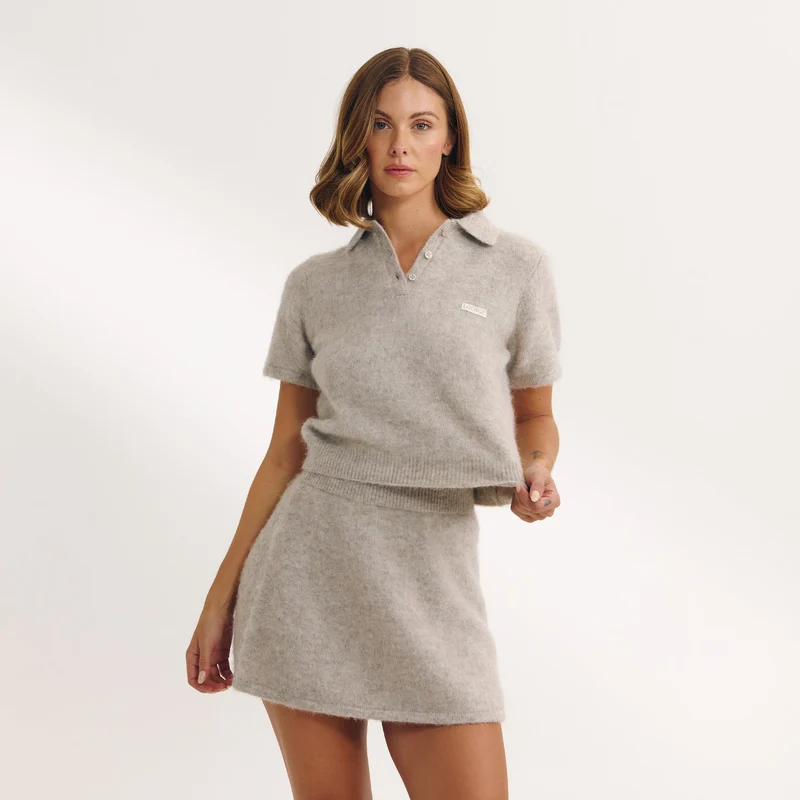 Gebreide Polo Top - Nertskleur