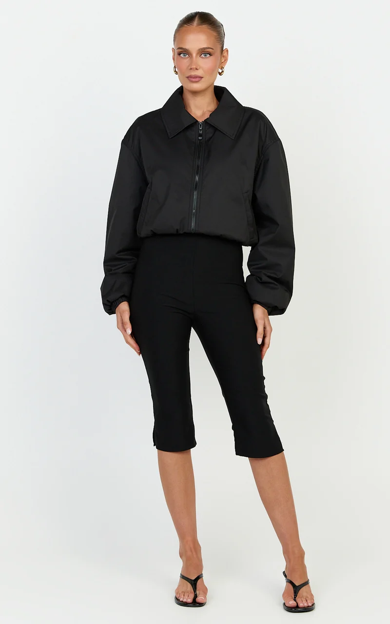 Peterson Jacket - Cropped Bomber Jacket in Black