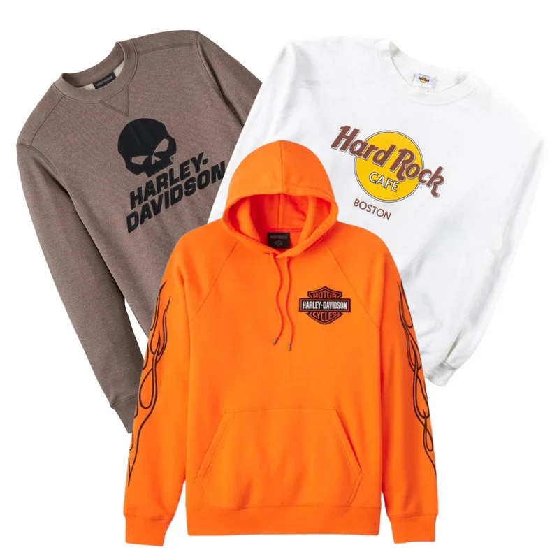 50x HARLEY DAVIDSON/HARD ROCK CAFE SWEATSHIRTS/HOODIES