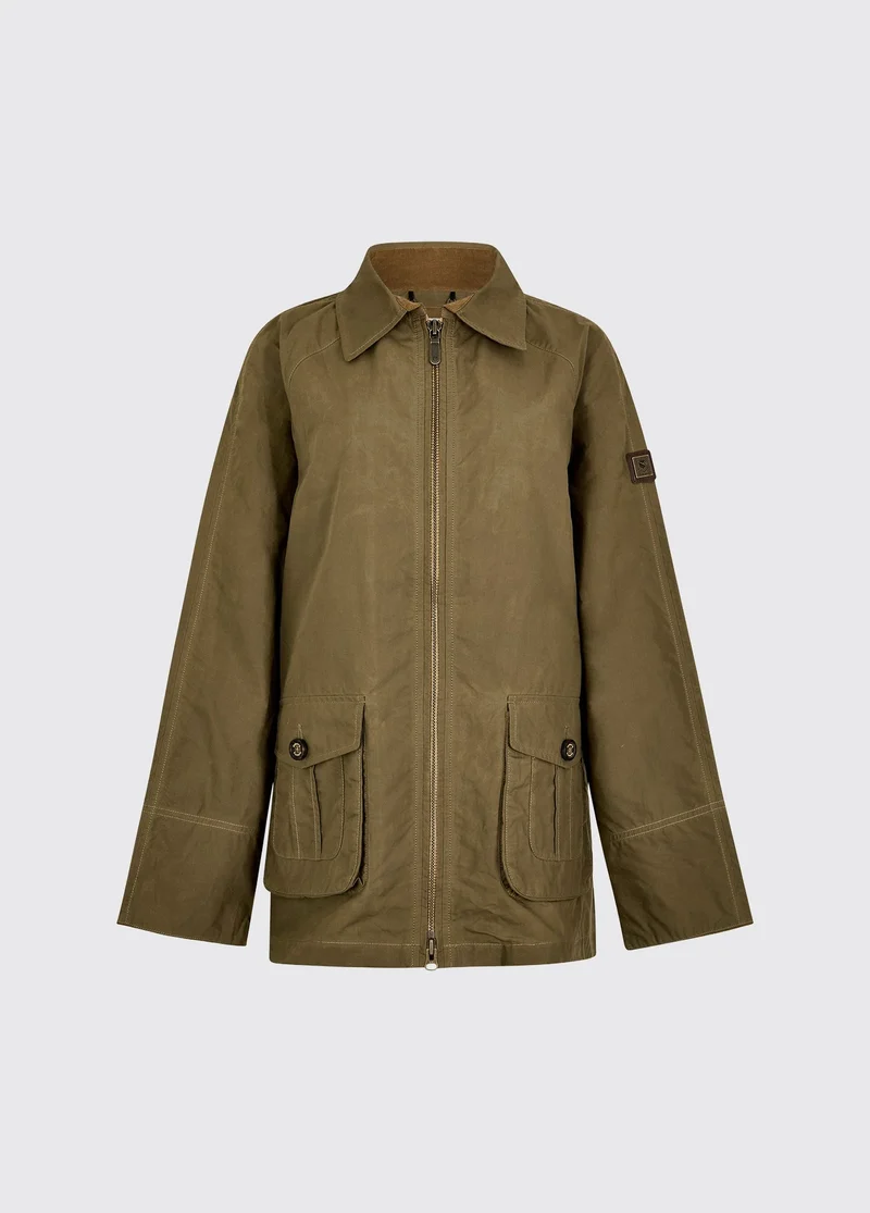 Dubarry Delaney Dames Waxkatoen Utility Jas, dusky green