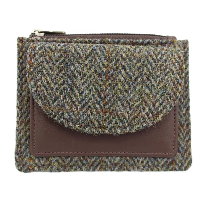Harris Tweed Rory Coin-Card Purse, green/brown