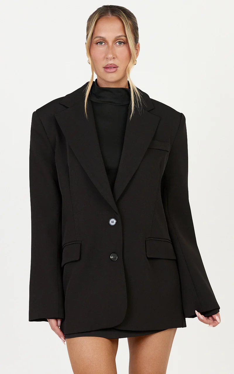 Rosalie Jacket - Single Breasted Oversized Blazer in Black