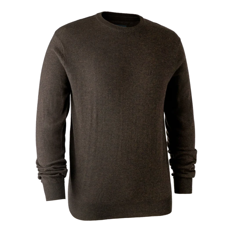 Deerhunter Kingston Knit with O-neck, dark elm