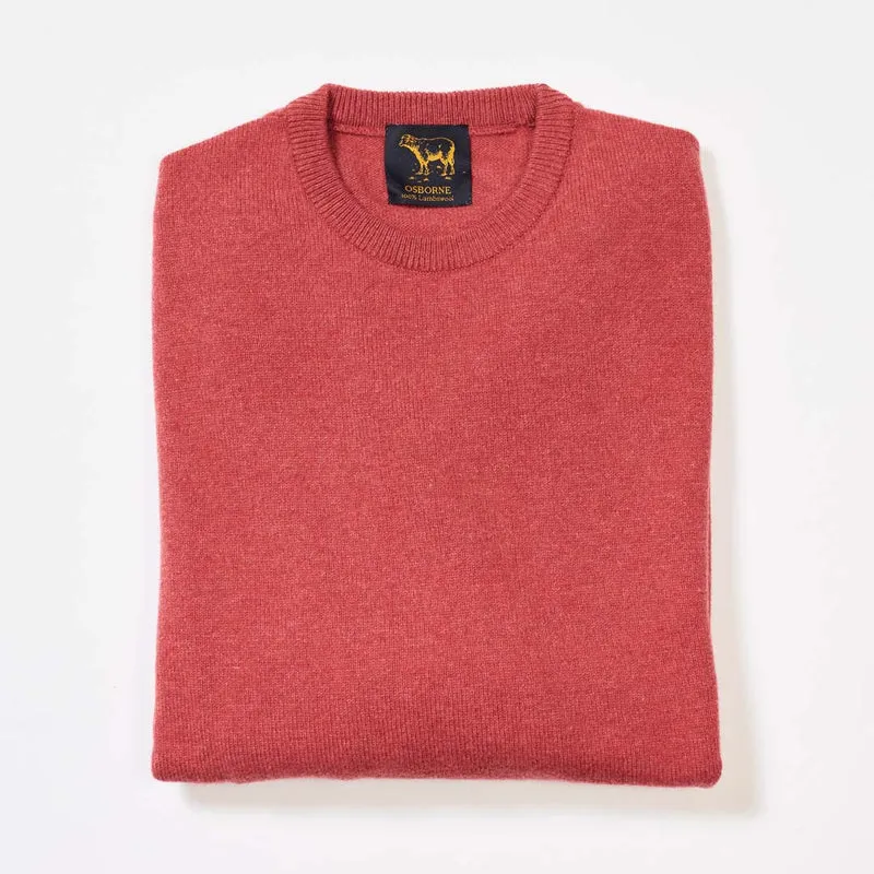 Osborne Knitwear, lamswollen herentrui ronde hals, rouge