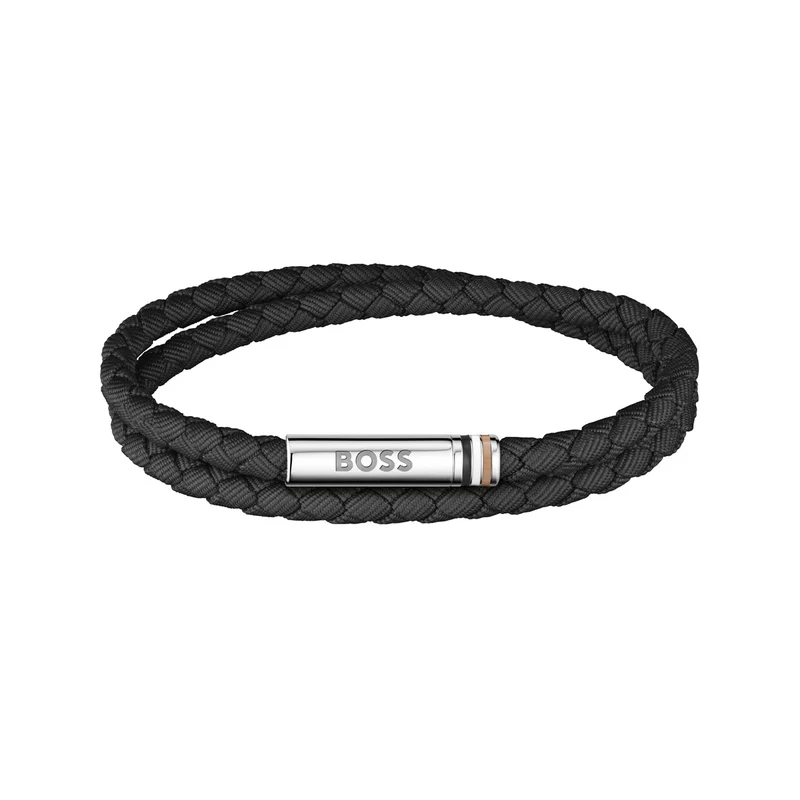 Hugo Boss Synthetische Vezel Zwarte Heren Gevlochten Armband HBJ1580796