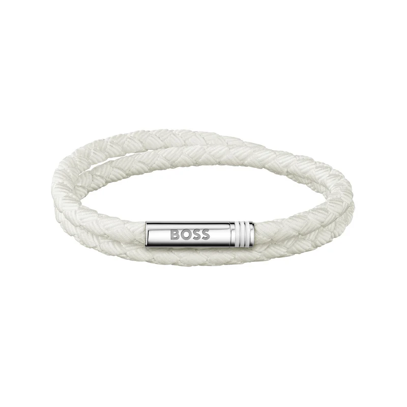 Hugo Boss Synthetische Vezel Witte Heren Gevlochten Armband HBJ1580798