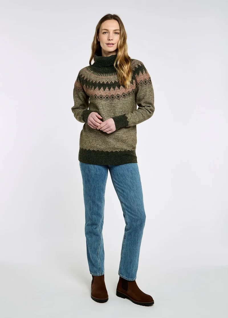 Dubarry Devlin Dames Fair Isle Coltrui, olive multi
