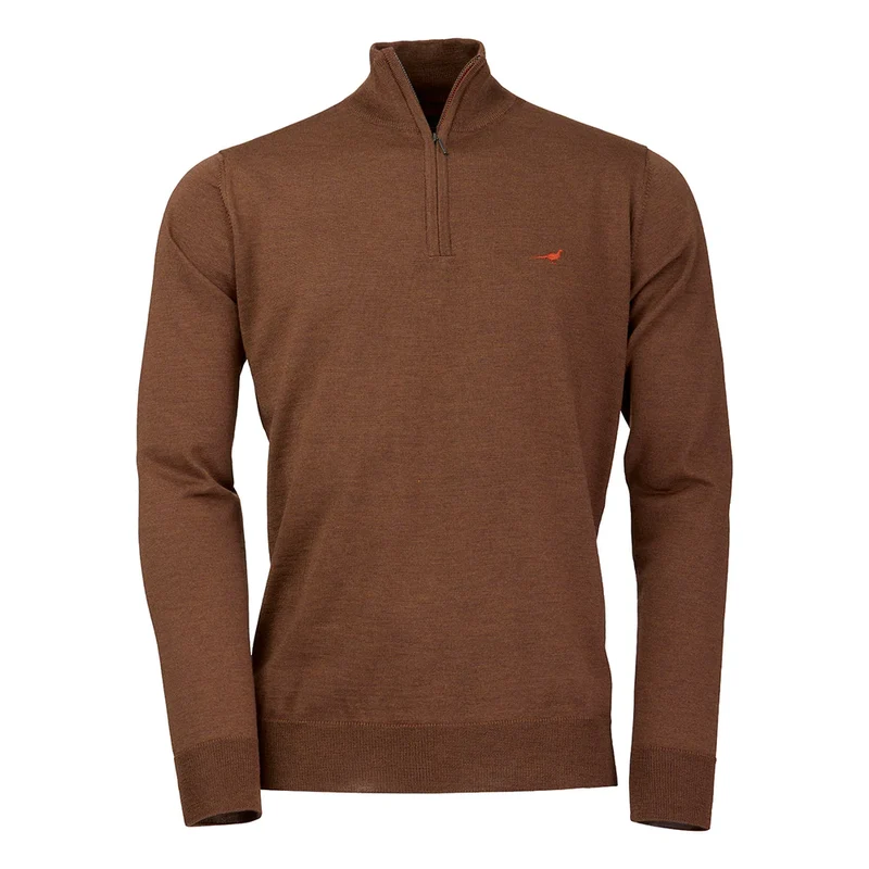Laksen Norfolk, merino herentrui met rits, rum