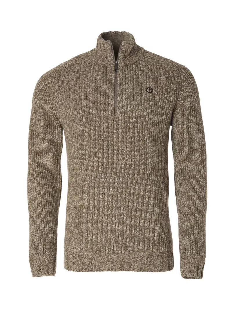 Chevalier Groby Half Zip Wool Pullover Men, saddle brown