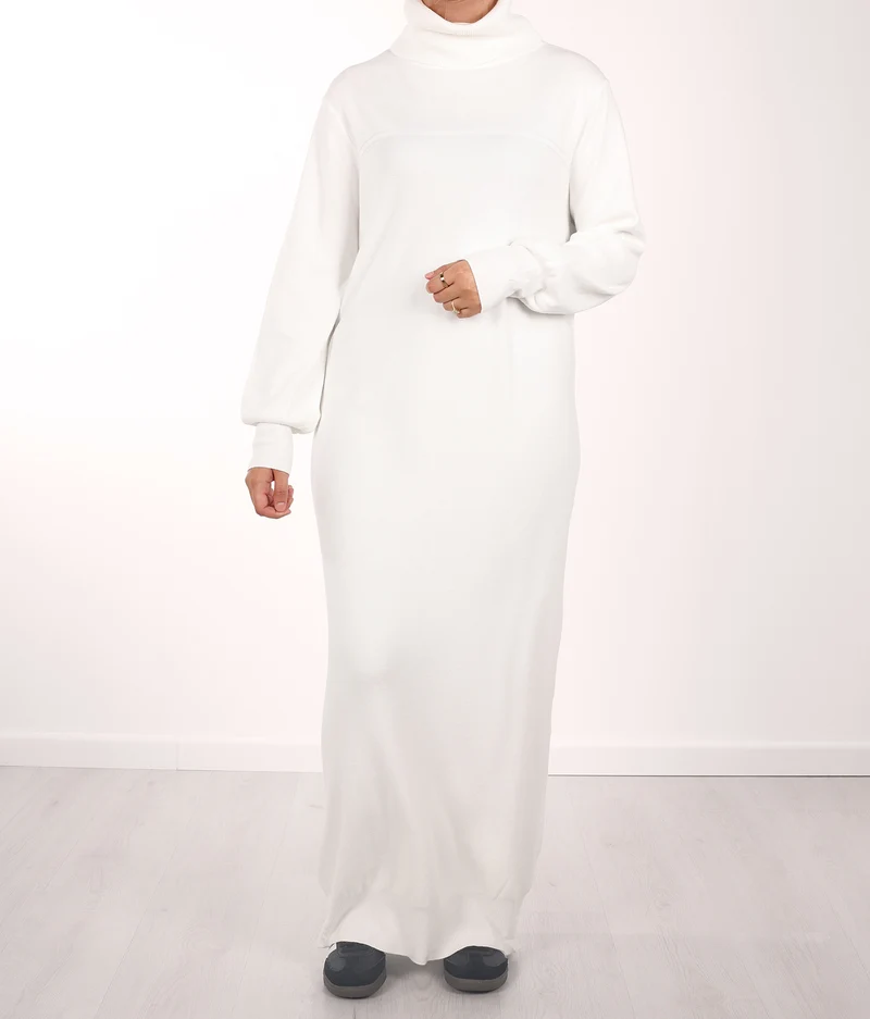 Long Knitted Raglan Abaya - Ivory