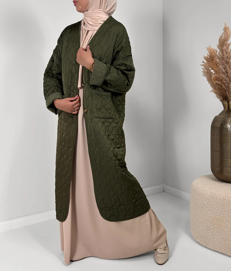 Amina Quilted Coat - Dark Olive