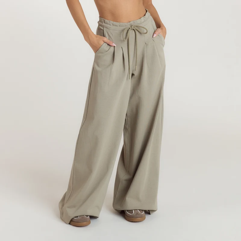 Gebreide Broek met wijde pijpen - Tijm