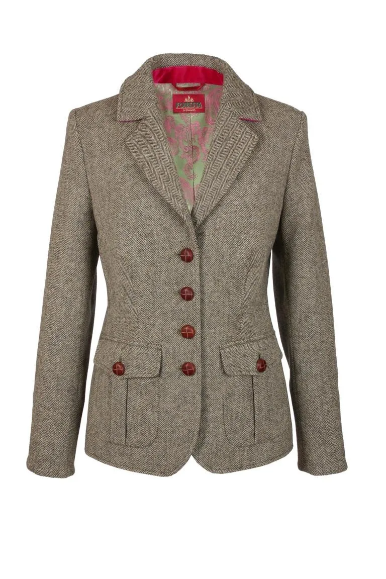 Foresta damesblazer Tracy, visgraat, olive/off white