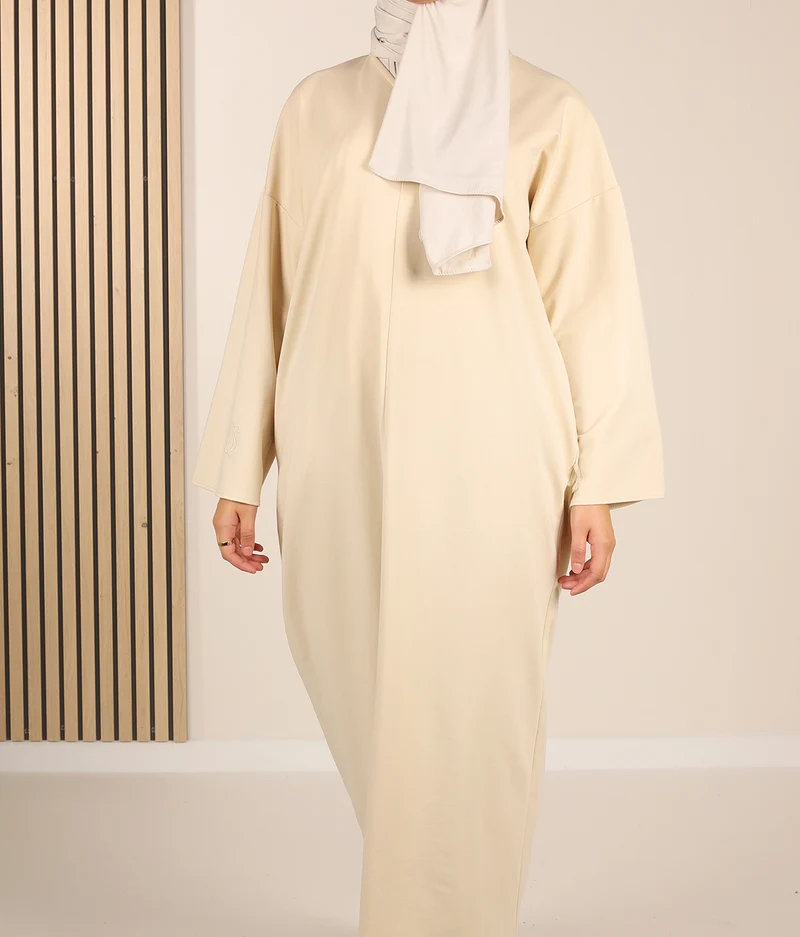 Modest Cotton V Sweater 16 - Beige