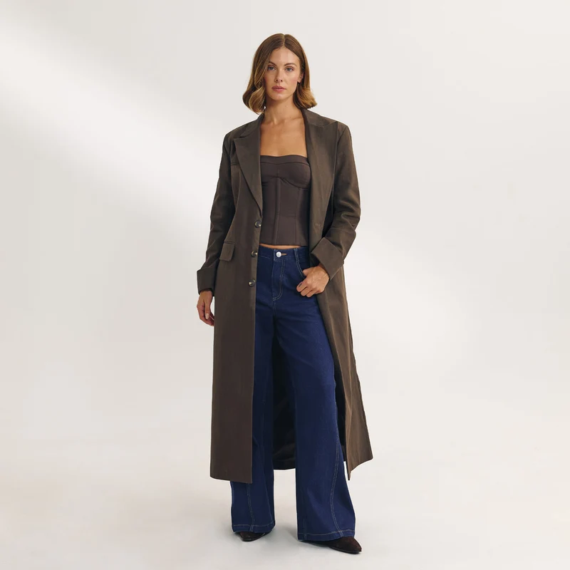 Oversized Longline Blazer - Donkerbruin