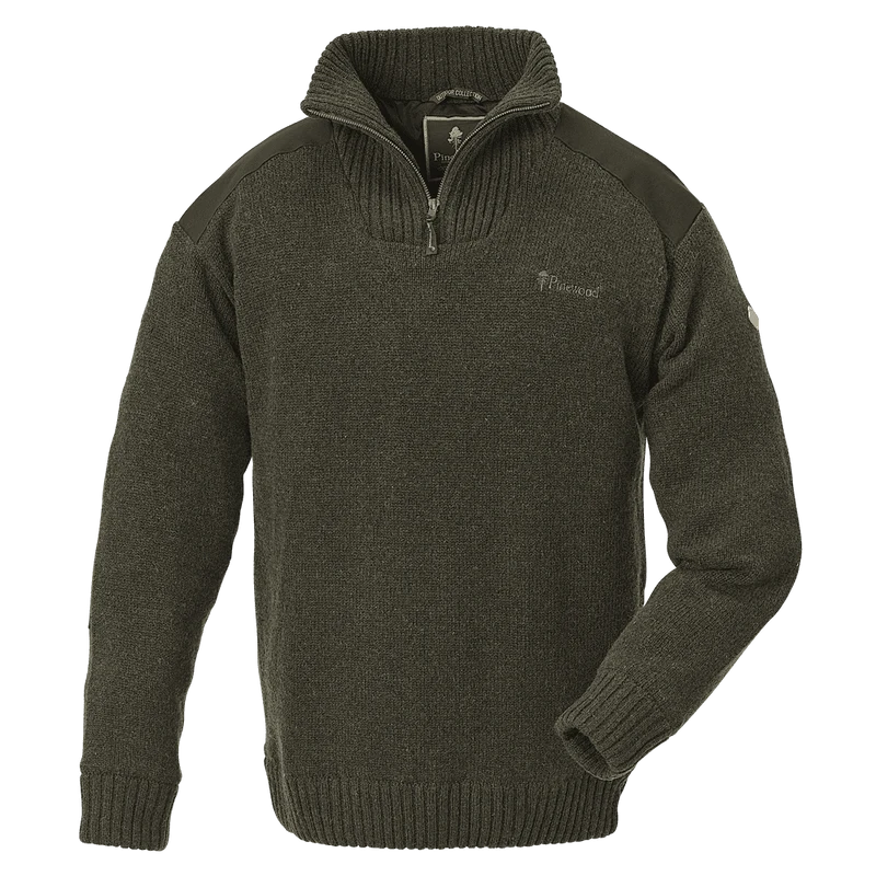 Pinewood Hurricane Sweater Men, dark green/dark brown