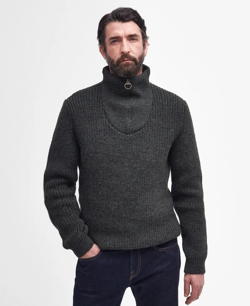 Barbour New Tyne Quarter Zip Jumper, olive
