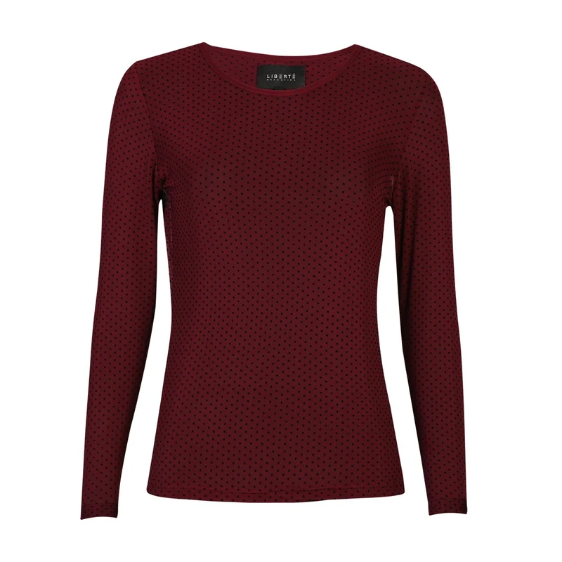 Liberte - Mesh Ls Tshirt, Dot 22069 - Bordeaux