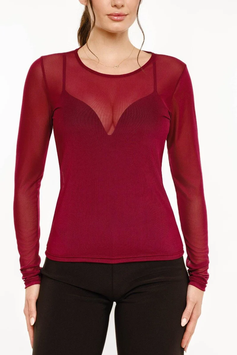 Liberte - Mesh Ls Tshirt 22065 - Bordeaux