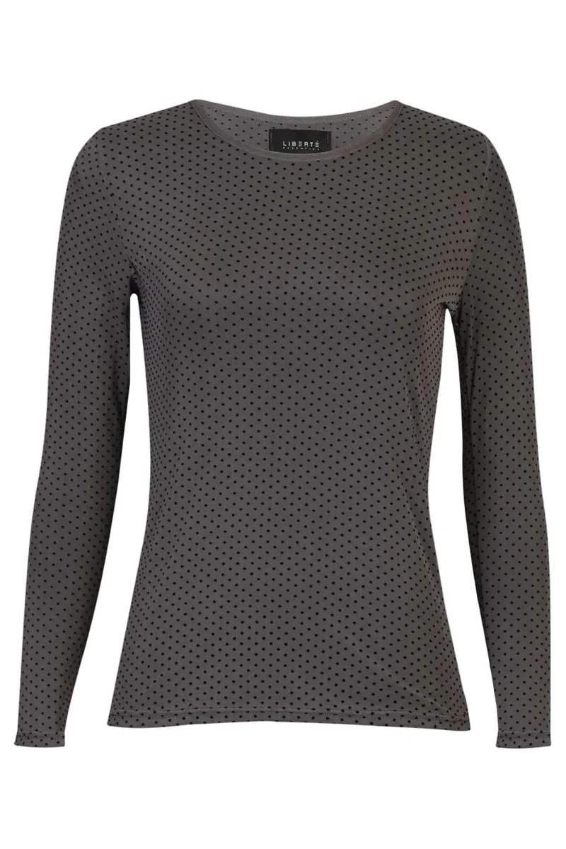 Liberte - Mesh Ls Tshirt, Dot 22069 - Dark Grey