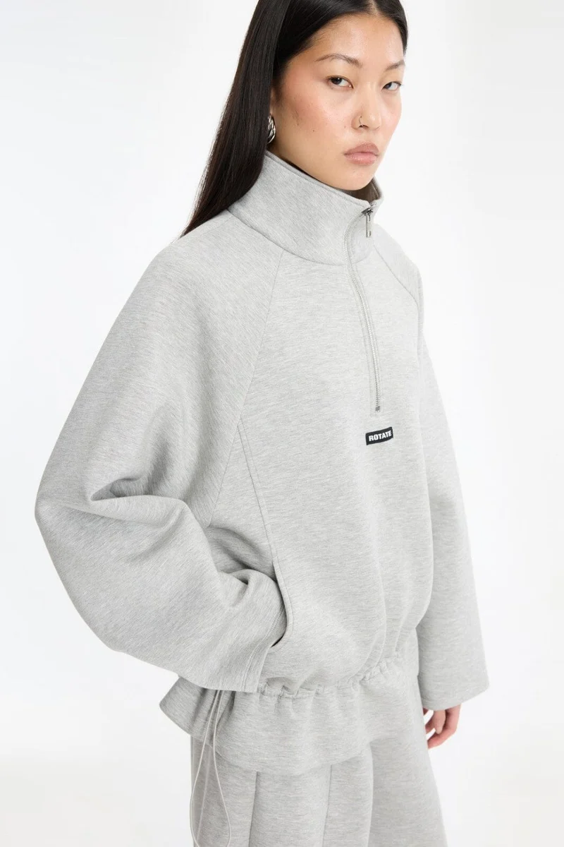 Rotate - Scuba Half Zip Jacket 1162411472 - 1472 Light Grey Melange