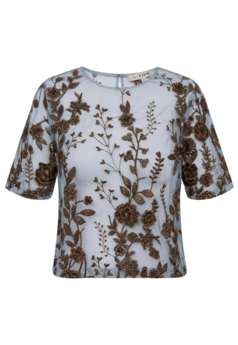A-View - Fuschia Blouse AV4881 - 899 - Light Blue/Brown