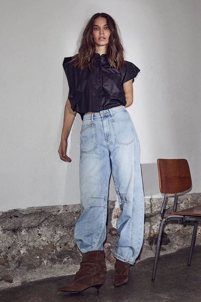 Haute L'Amitié - Barrel Front Pocket Jeans HL10700 - Bleached Denim