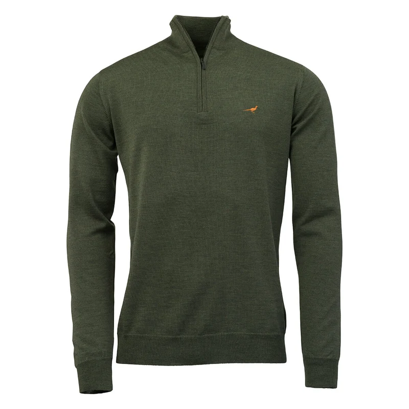 Laksen Norfolk, merino herentrui met rits, woody