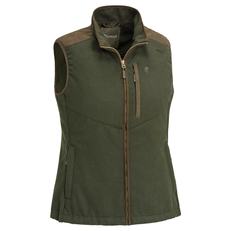 Pinewood Nydala Wool Vest, mossgreen/suède brown