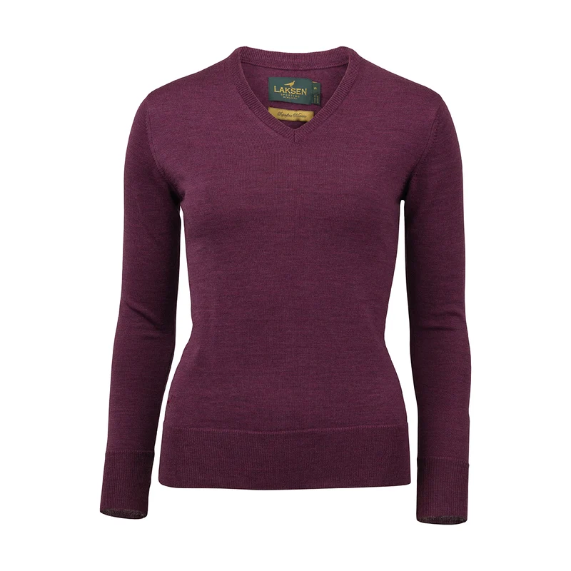 Laksen Carnaby, merino damestrui met V-hals, heather