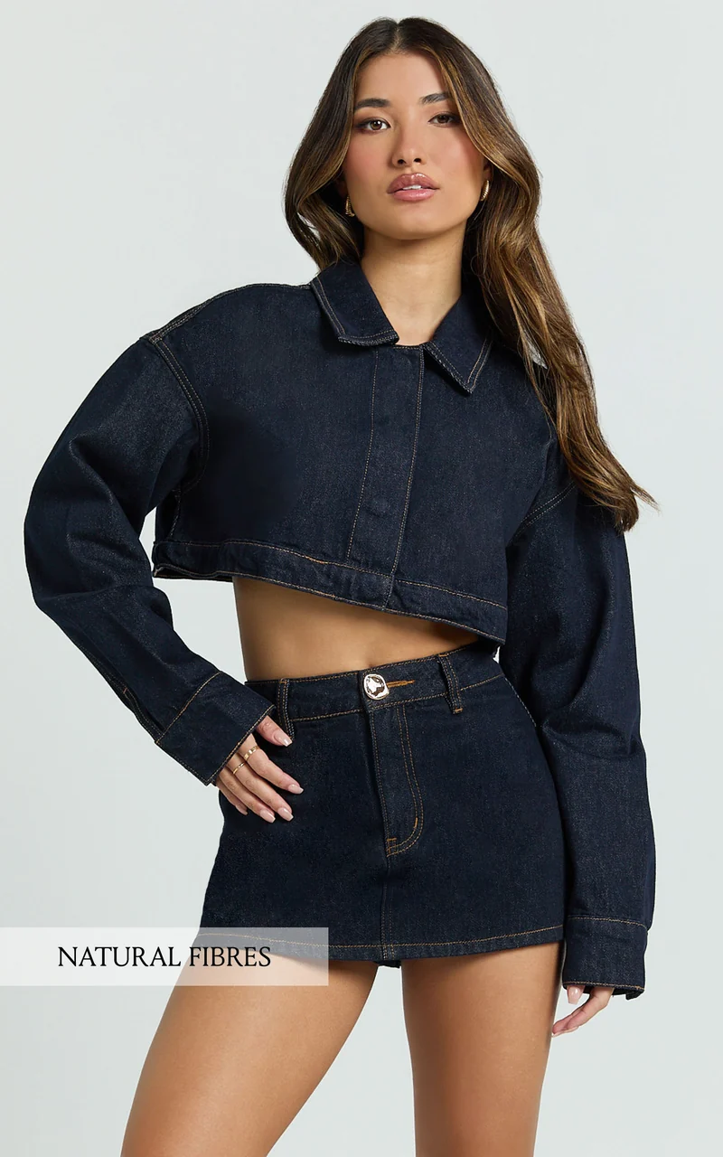 Rhylee Jacket - Oversized Cropped Denim Jacket in Raw Denim