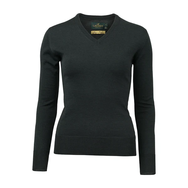 Laksen Carnaby, merino damestrui met V-hals, olive