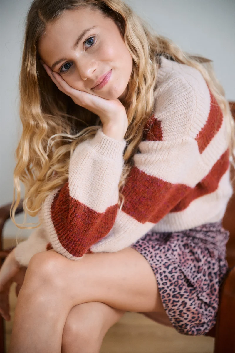 Kate Colorblock Trui Donkerrood