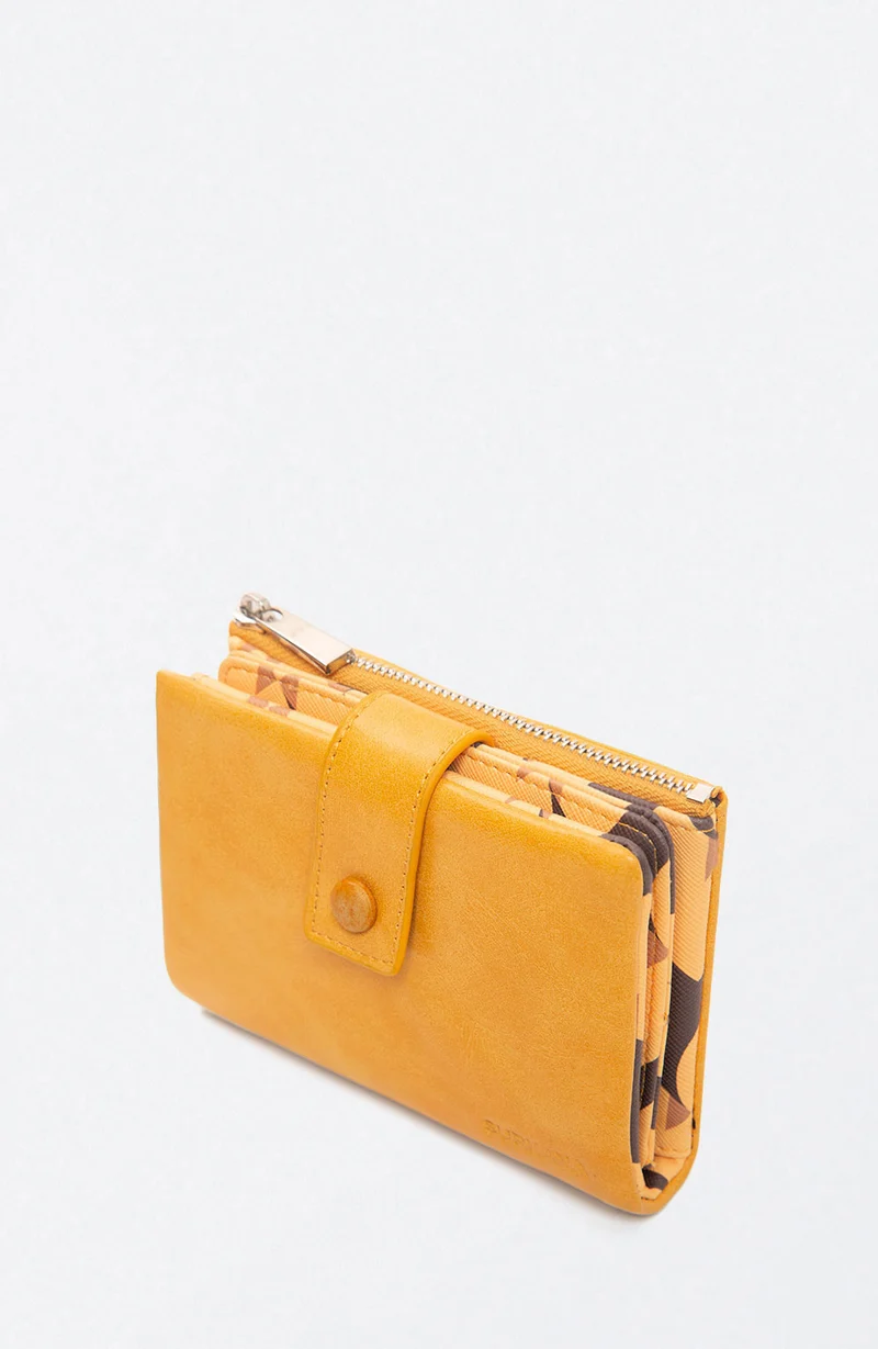 Surkana Purse with printed inside back pocket yellow