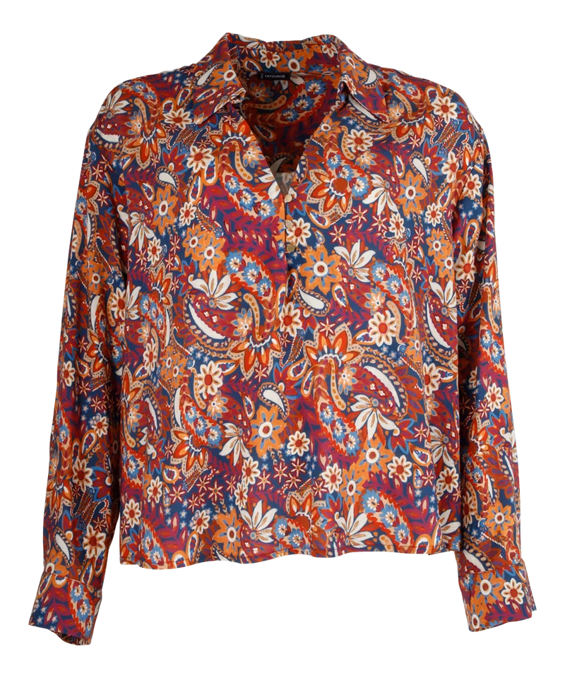 C'est beau la vie Justine blouse imprimee folk roux