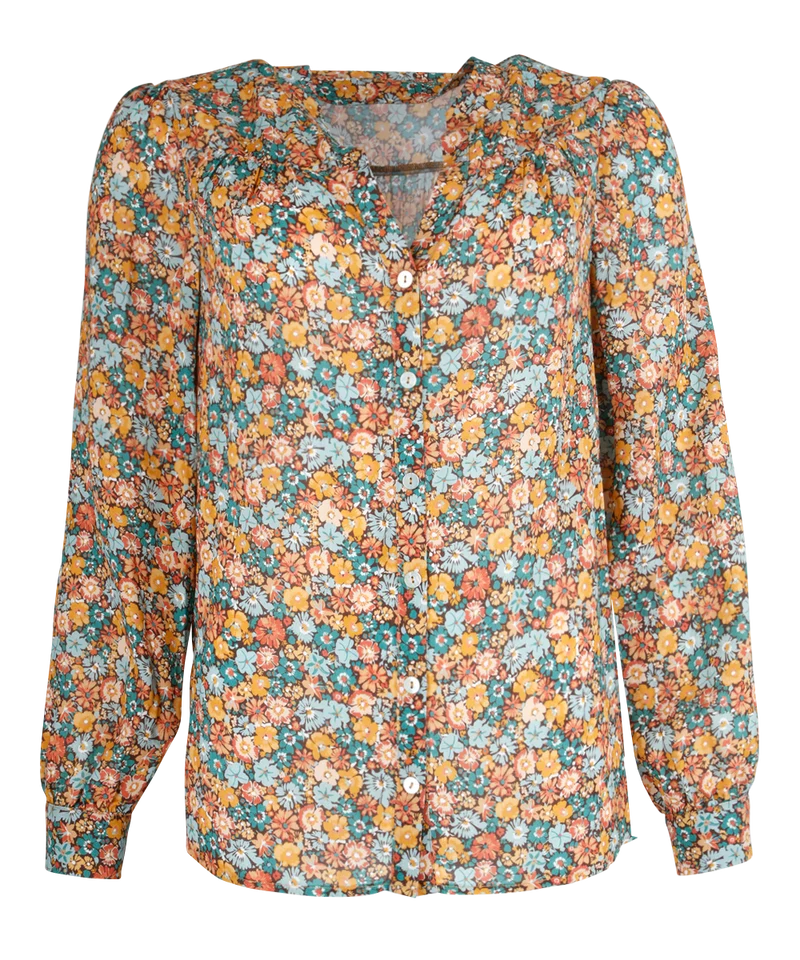 C'est beau la vie Stella chemise imprimee fleurette caramel