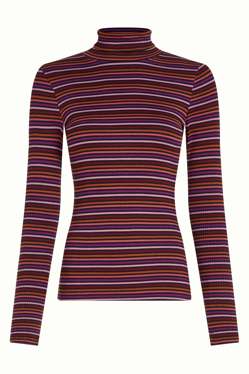 King Louie rollneck top rolla stripe mesa pink