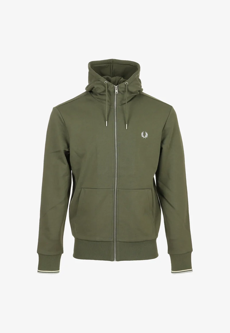 Hooded zip through sweatshirt / field green