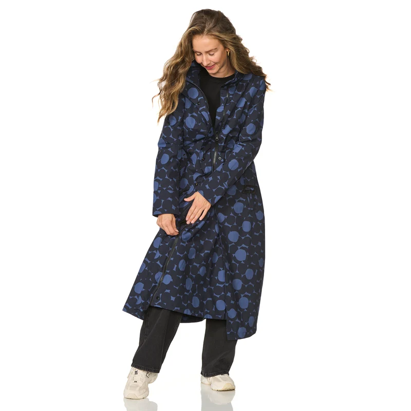 Happy Rainy Days Extra Lange Regenjas Montreal AOP Dress Blue/ Black